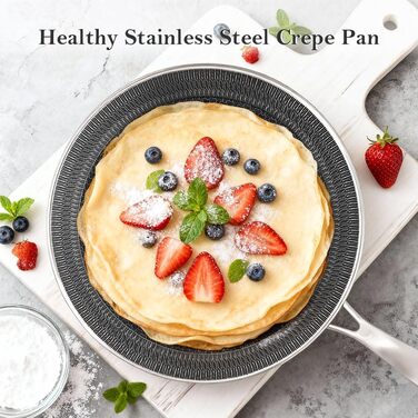 Сковорода для млинців з нержавіючої сталі 26 см з антипригарним покриттям, індукційна сумісність