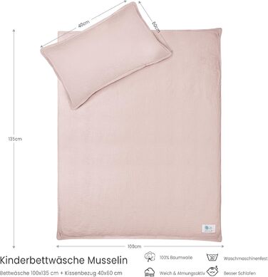 Комплект постільної білизни Lulumoon для дитячого ліжечка 100x135: простирадло 100x135 + наволочка 40x60 см з бавовни Oeko-TEX Standard – легкий та комфортний комплект для малюків (кремовий, з принтом гусячі пір'їнка, 100x135 см + 40x60 см)