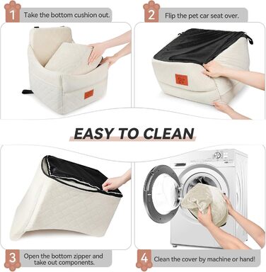 Автокрісло для собак GL GLENSLAVE: комфортне та безпечне для маленьких та середніх порід (до 16 кг), знімний, миючий чохол (чорний/коричневий/бежевий)