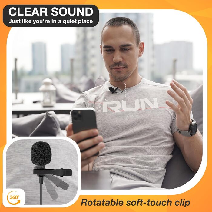 Мікрофон-петличка для iPhone: професійний зовнішній мікрофон для відеозйомки (iPhone X, 11, 12, 13, 14, Pro, XR, XS, XS Max)