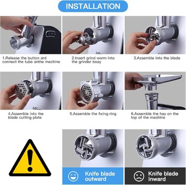 М'ясорубка електрична Nictemaw Profi 2000W з 3 насадками для ковбас та реверсом