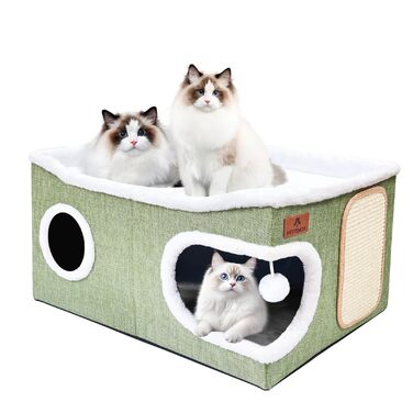 Кігтечка-будинок для котів з подушкою, зелена, 60x43x32 см | Katzenkondo