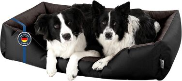 Ліжко для собак BedDog LUPI, м'яке крісло-лежанка для маленьких собак, чорно-коричневе, 150x110x28 см, знімний та пральний чохол