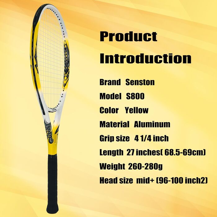 Тенісний racket Senston для професійних тренувань (жовтий, 27 дюймів)
