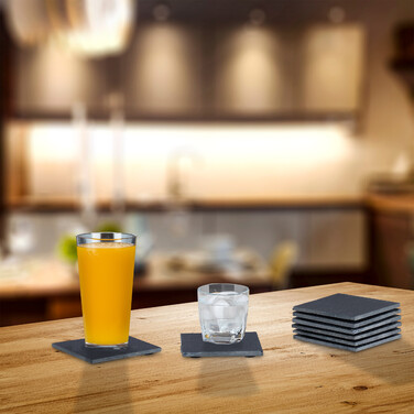 Relaxdays Slate Coasters, Set of 8