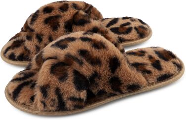 Жіночі плюшеві домашні тапочки Riehmot, розмір 40/41 EU, леопардовий принт