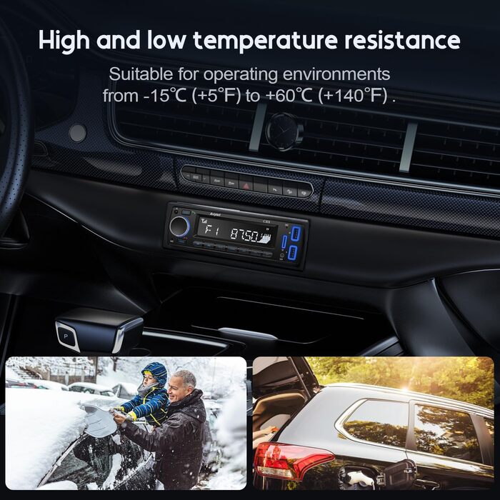 Автомагнітола Bluetooth 5.0 Avylet, 1 DIN, FM, 2 USB, AUX, MP3, 7 кольорів, підтримка карт пам'яті, гучний зв'язок