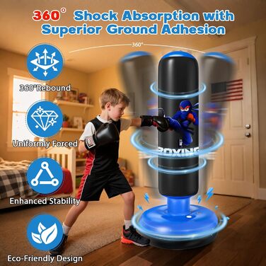 Дитячий боксерський мішок Qoosea 160см з рукавичками та насосом, для карате, кікбоксингу, тхеквондо (3-12 років)