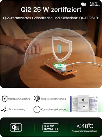 Бездротова зарядка 2-в-1 Qi2 25W для iPhone 17e/17/16/15/14/13/12/Air, Apple Watch, AirPods Pro/4/3/2 + Блок живлення 30W (Біла)