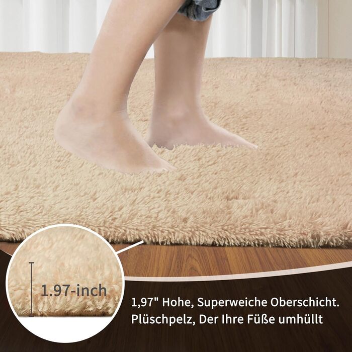 Килим Treeboy Hochflor, сірий, 80x160 см, для вітальні та спальні, антиковзаючий, м'який, плюшевий, машинного виробництва