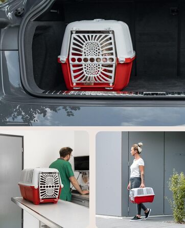 Транспортна переноска для собак Lionto, 55x36x36 см, з ручкою, для собак та котів до 15 кг, синій колір