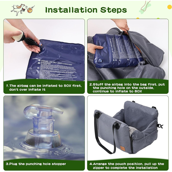 Автомобільний собачий сидіння для маленьких собак до 15 кг, чорний, знімний Airbag, знімний, миючий, Oxford тканина