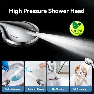 Дюшовий насадок VOXON з 10 режимами струменя, високий тиск, економія води, для миття ванни та плитки, фільтр з обмежувачем потоку