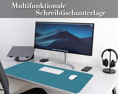 Килимок для столу та миші з PU шкіри Office, 80x40 см, небесно-блакитний