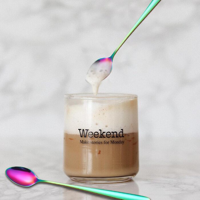 Набір ложок для лате макіато, 6 шт., 19.8 см, нержавіюча сталь. Ідеально для кави, коктейлів, десертів