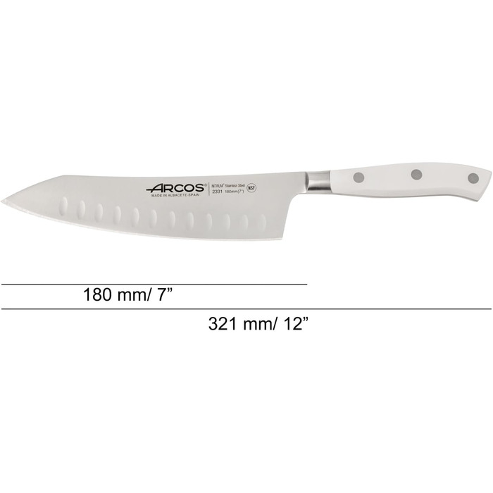 Ніж Arcos Serie Riviera Santoku 180 мм - професійний японський ніж з нержавіючої сталі з ручкою з POM