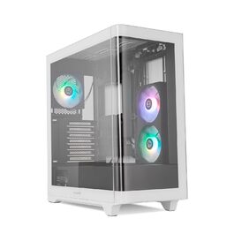 Корпус для ПК NOX Xtreme Products White: ATX/Micro-ATX/ITX Midi-Tower з сітчастою передньою та верхньою панелями, скло з загартованого скла, 3 x 140 мм вентилятори, підтримка до 10 вентиляторів, USB-C/USB 3.0, білий (HUMMER ETHER W/B)
