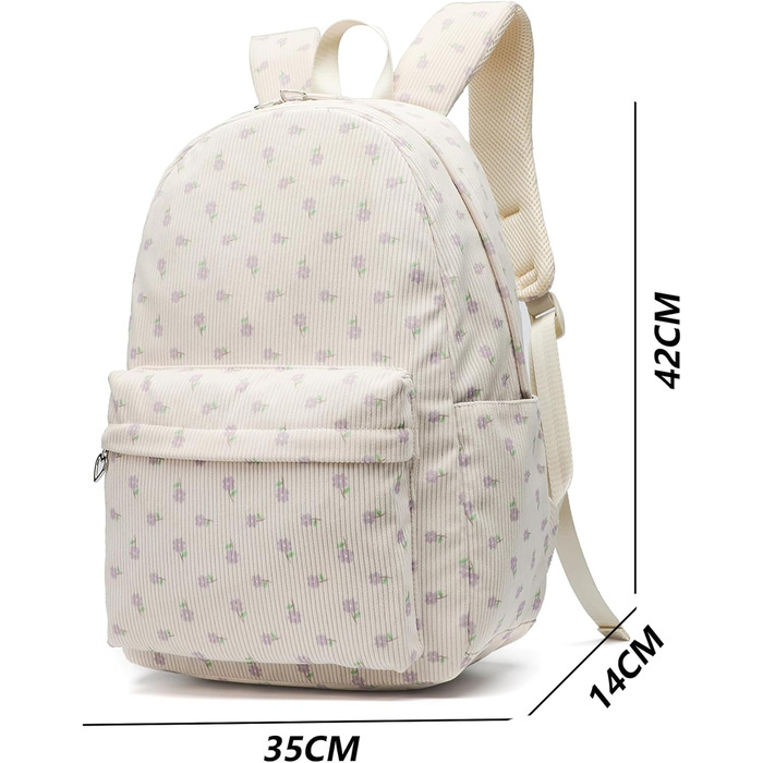 Шкільний рюкзак для дівчаток: легкий, з квітковим дизайном (фіолетовий). Підходить для школи, подорожей та ноутбука.