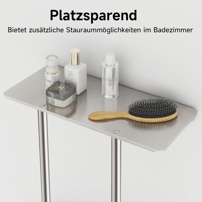 Трирівнева підставка для рушників з металевою полицею та 4 гачками, 86 см, срібна | Підставка для рушників для ванної кімнати