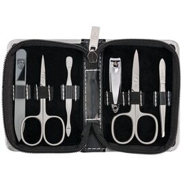 Набір для манікюру та педикюру DREI SCHWERTER 'Ferrara' 6 предметів, Німецька якість, Чорний шкіряний кейс | Манікюрний набір, педикюрний набір, шкіряний кейс