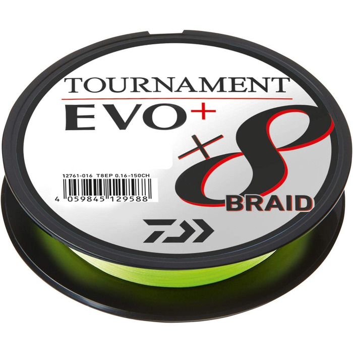 Плетена рибальська волосінь Daiwa Tournament X8 EVO+ 0,18 мм 135 м салатова