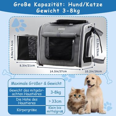 Корзина для собак на велосипед, розширювана, складна, з 4 дверцятами та сітковими вікнами, сумка-рюкзак для тварин, для котів та собак середніх розмірів