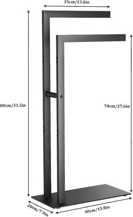 Підставка для рушників Yawinhe freestanding, підлоговий тримач для рушників та одягу з нержавіючої сталі, 2 стійки, чорний, 40x20x80см, SMJ003B