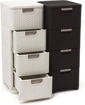 CURVER комод з 4 шухлядами STYLE, темно-коричневий, плетений, пластик, 33x38x79 см