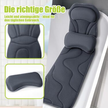 Подушка для ванни Vollkörper для тіла, спини, голови та шиї - комфортне та швидковисихаюче сіре подушко для ванни