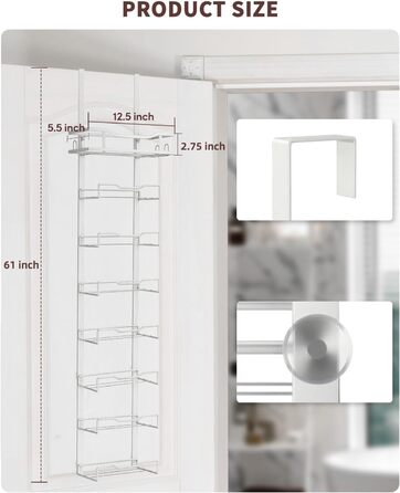 Настінний тримач для рушників на двері, 6 секцій, без свердління, для маленьких ванних кімнат, білий (8 тварин)