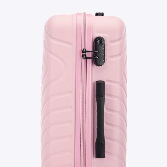 Набір валіз WITTCHEN Cube Line (S+M+L) з ABS, геометричним тисненням, 4 колесами, телескопічною ручкою та комбінаційним замком. Рожевий колір, 3 шт.