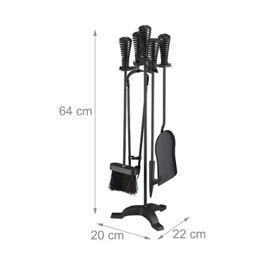 Relaxdays 5-Piece Fireplace Tool Set in Black