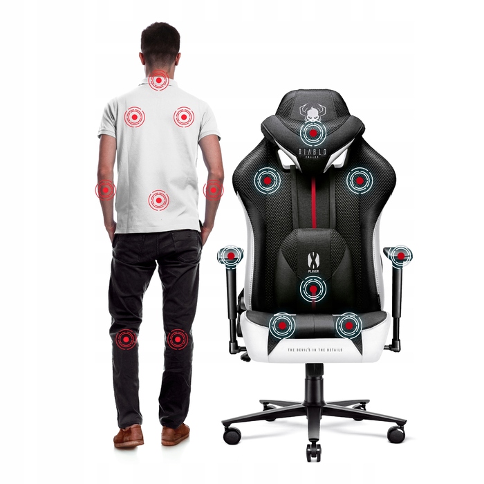 Ігрове крісло Diablo Chairs X-Player 2.0, тканина, чорно-сіре