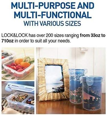 Lock & Lock HPL823 Food Storage Container, Square, 870 ml, 6 Pieces