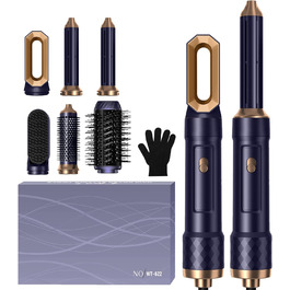 Набір для укладки волосся 5 в 1: фен, плойка, щітка, термощітка, стайлер (блакитний)