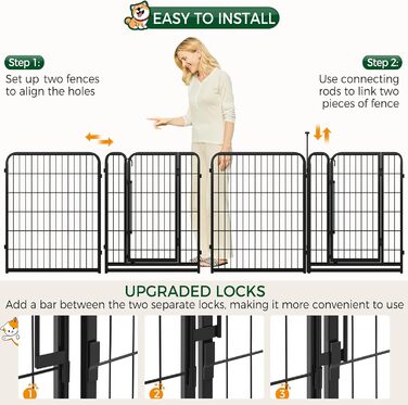 Вольєр для собак Yaheetech 8-секційний, 80 см, для квартири та саду, збірка без інструментів