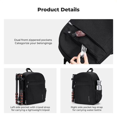 Рюкзак для фотокамери K&F Concept: компактний, легкий, з дощеміцким покриттям, для DSLR/SLR, з відділенням для штатива