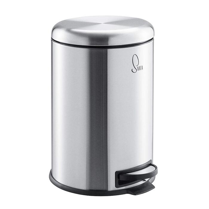 Сміттєвий бак SVITA T20 з нержавіючої сталі, 20 літрів, з педаллю, срібний колір. Підійде для кухні.