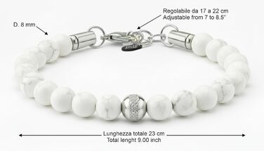 Чоловічий браслет Aulite з натурального каменю 8 мм, регульований, білий, Італія