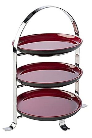 APS Serving Stand – High-quality cake stand made of chrome-plated metal for 3 plates with a max. Ø of 17cm – Overall height 25.5 cm (plates not included)