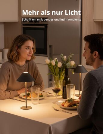 BOJIM 2 шт. LED настільна лампа з акумулятором, бездротова, USB, диммування, магнітна, IP54, для балкона/на вулицю (Антрацит)