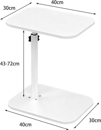 Зручний столик для ноутбука в ліжко - Lapdesk, складний, регульований, портативний, білий (40 x 30 x 80 см)