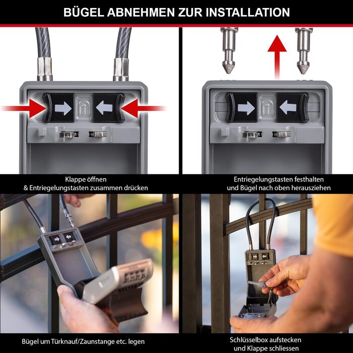 Master Lock Outdoor Key Safe Wall Mount - XL with Cable Lock - 11.9 x 8.5 x 3.6 cm
