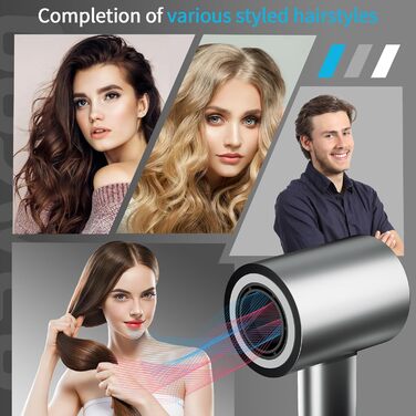 Фен BAMCOO з іонізацією, 1500W, сенсорний дисплей, 4 режими температури та 3 швидкості (сірий)