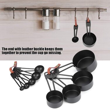9-Piece Black Measuring Cup Set, Coffee Spoon with Scale for Kitchen and Cooking Utensils, Measuring Cups, Measuring Spoons, and Measuring Cups. Measuring Cups, Measuring Cups (black)