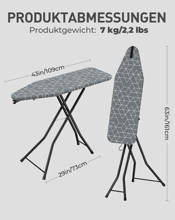 Прасувальна дошка LyriFine 2-в-1 для прасування з парою та звичайного прасування, сіра