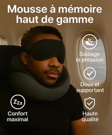 Подушка для шиї у літак, з Memory Foam, для дорослих, регульована, компактна, ергономічна – сірий графіт