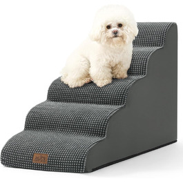 Сходинки для собак маленьких порід 57 см, 5 сходинок, з антиковзким покриттям, сірого кольору (40x84x57 см)