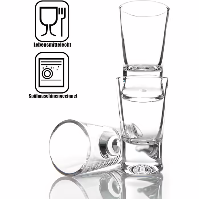 BigDean 12-Piece Shot Glasses Set - 2cl - Robust + High-Quality Glass Shot Glasses - Dishwasher-Safe, Food-Grade - Stable and Tip-Proof