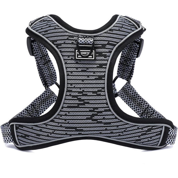 Нашийник для собак середніх та маленьких порід, цуценят, анти-тяга, безпечний, світловідбиваючий, м'який, регульований (Сірий)